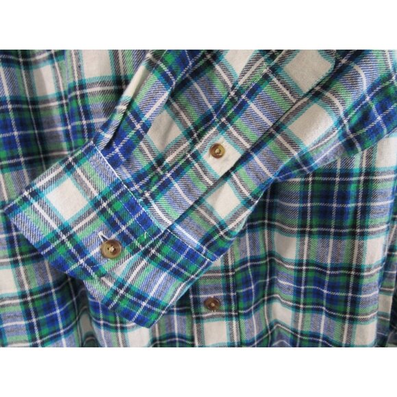 Chaps Brushed Flannel Blue Green Plaid Mens Lg Button Down NWT - Picture 13 of 16